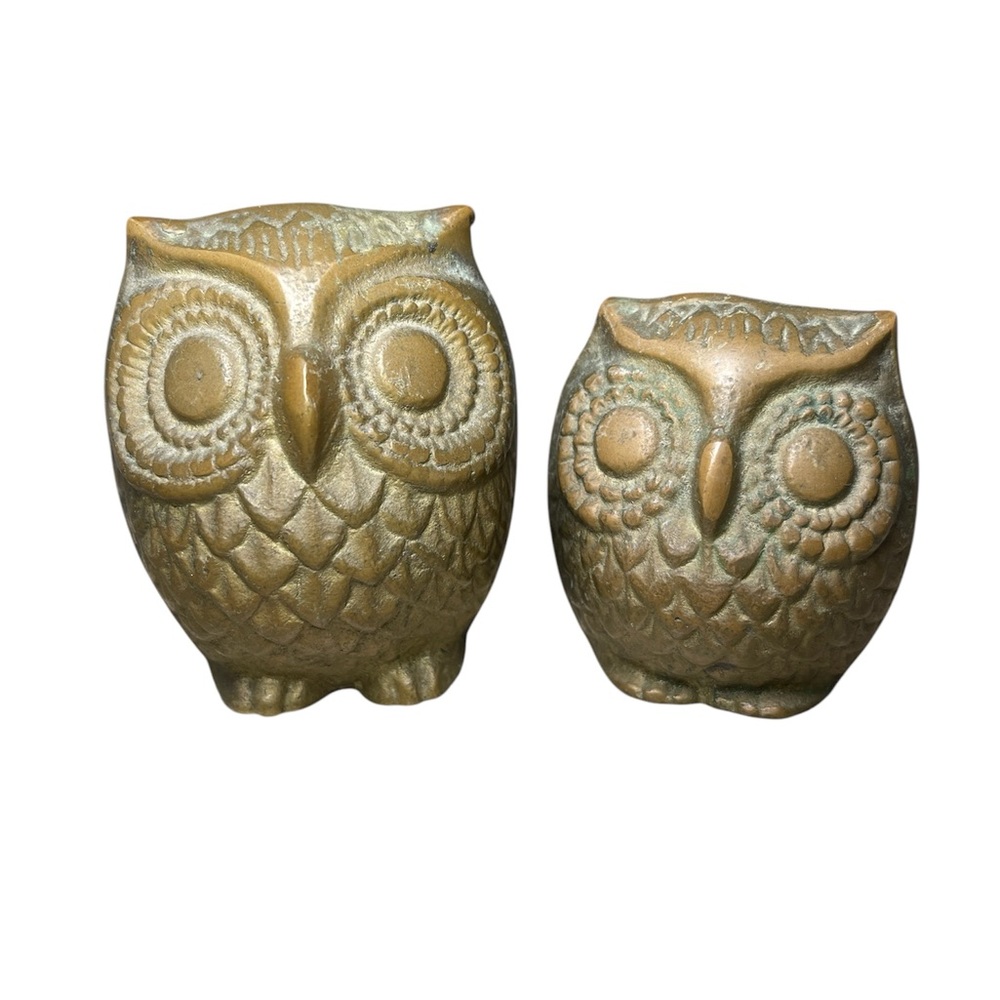 Vintage brass owl figurines